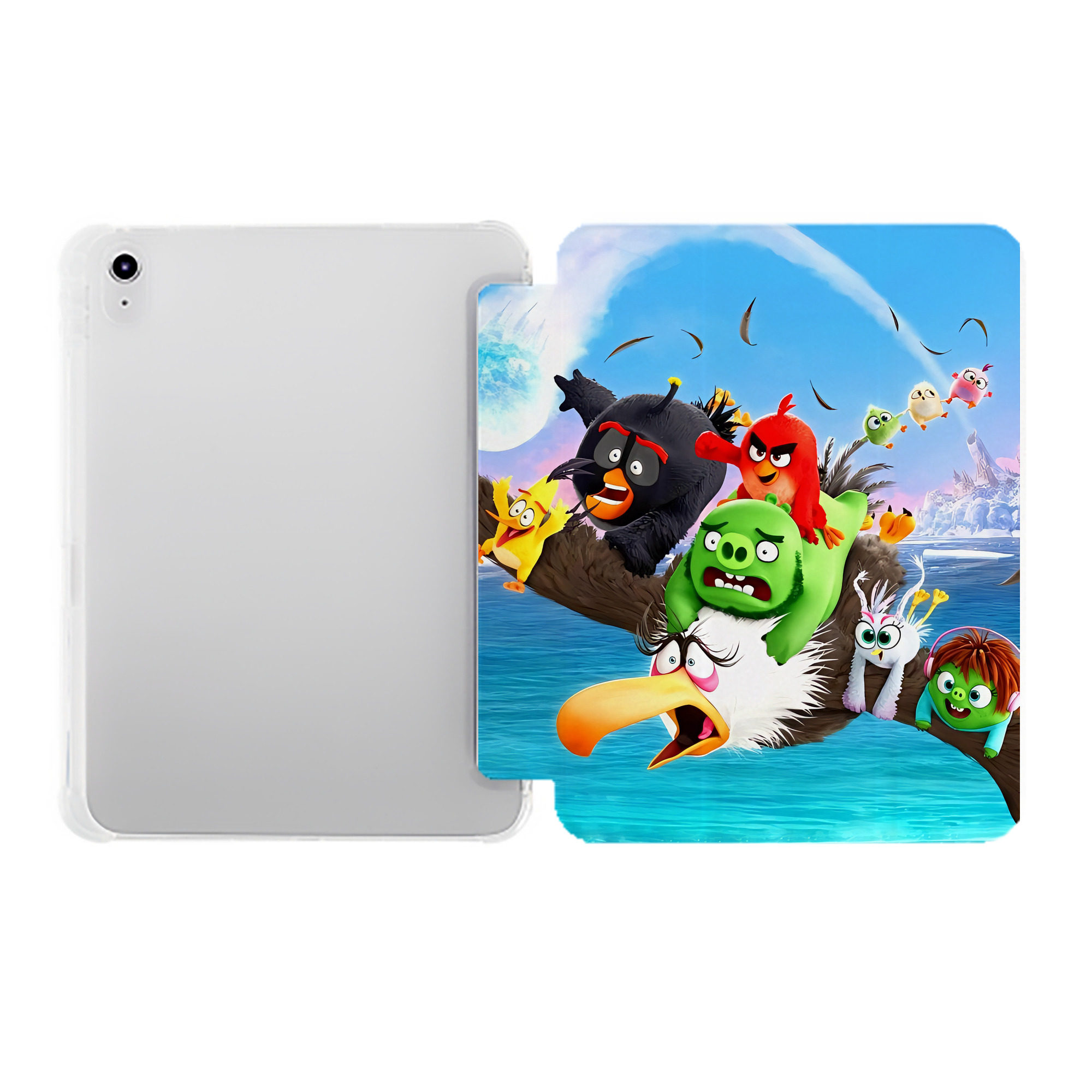 （画像用） Angry Birds アングリーバード IPad ケース ペン収納付き 三つ折りスタンド PUレザー×シリコン 対応機種9.5/10.5/10.9インチ
